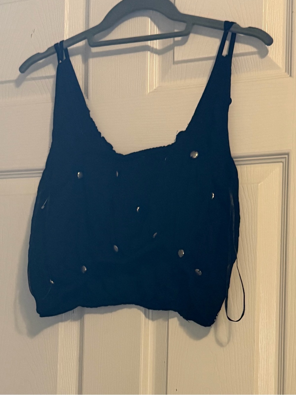 Free People Virgo Tank Top Black Stud Embellished Crop Tank XS NWOT - Picture 4 of 4